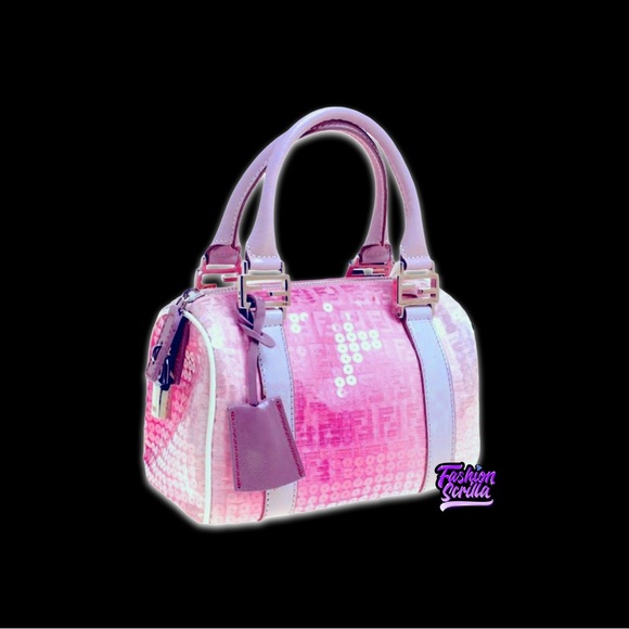 Vintage Fendi Pink Zucchino Sequins mini forever Bag Limited Edition - Picture 6 of 15